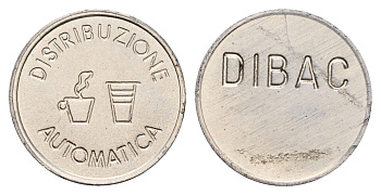 Италия жетон для выдачи напитков - кофе диаметр 22 мм, вес 5,3 гр нержавеющая сталь 4669-252