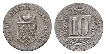 Оберхаузен 10 пфеннигов 1919 Funck 390.2, Men18 24387.2 железо 4659-349