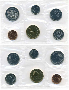 Канада официальный годовой набор из 6 монет 1990 запайка в целлофан, сертификат, конверт PROOFLIKE 5-4-3-63