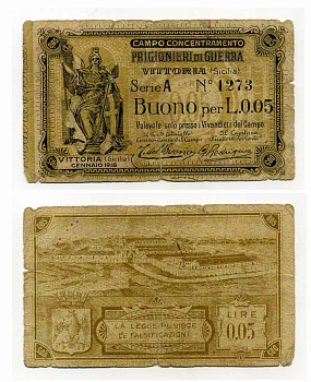 Италия 0,05 лиры 1918 Лагерь военнопленных на Сицилии C-5745 бумага 504-77-1-1
