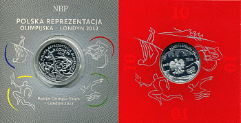 Польша 10 злотых 2012 XXX летние Олимпийские игры в Лондоне в 2012 году, польские спортсмены, в оригинальном буклете KM 833 серебро PROOF 4-3-2-22