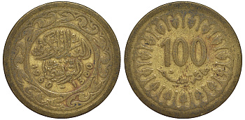 Тунис 100 миллимов 1960 KM 309 латунь 4162-444
