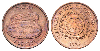 Тонга 2 сенити 1975 ФАО KM 43 бронза UNC 4697-1165