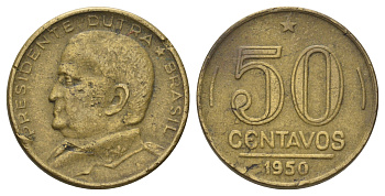 Бразилия 50 сентаво 1950 KM 563 алюминиевая бронза 4539-154