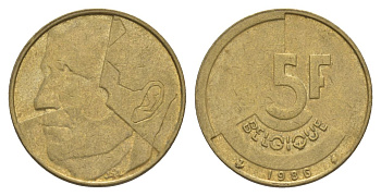Бельгия 5 франков 1986 Belgique, Бодуэн I (1951-1993) KM 163 медь алюминий никель 4633-835