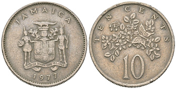 Ямайка 10 центов 1977 бабочка KM 47 медно-никель 4619-533