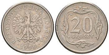 Польша 20 грошей 1998 MW KM 280, Parchimowicz 705f медно-никель 4516-354