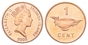Соломоновы Острова 1 цент 2005 KM 24 сталь плакированная бронзой UNC 4625-125