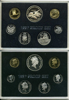 Новая Зеландия официальный набор из 7 монет 1997 тико (скворец, Saddleback) KM PS 40 серебро, медно-никель PROOF 5-4-1-42