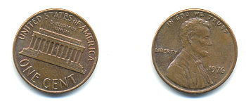 США 1 ЦЕНТ 1976 ЛИНКОЛЬН KM 201 медь цинк 179-334