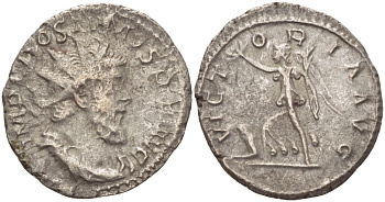 Римская Империя (императоры в Галлии) антониниан 260 - 269 Постум. IMP C POSTVMVS P F AVG / VICTORIA AVG, Виктория с венком и пальмовой ветвью, у ног пленник, Колония Агриппины, Very fine RIC 89 биллон 1073-13-85