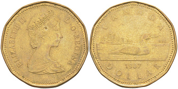 Канада 1 доллар 1987 Елизавета II (1952-2022), утка KM 157 никель плакированный алюминиевой бронзой 63-441