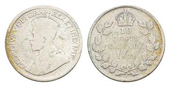 Канада 10 центов 1921 Георг V (1910-1936) KM 23a серебро 4639-533