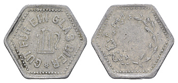 Германия жетон в 1 "стакан пива" ND размер 22x25 мм, вес 1,1 гр алюминий 4548-233