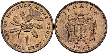 Ямайка 1 цент 1971 ФАО - Давайте производить больше еды KM 52 бронза  UNC   4402-246
