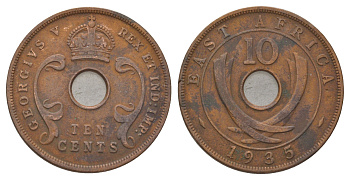 Британская Восточная Африка 10 центов 1935 Георг V (1910-1936) KM 19 бронза 3897-1136