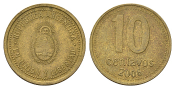 Аргентина 10 сентаво 2006 KM 107 алюминиевая бронза 4124-448