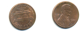 США 1 ЦЕНТ 1986 ЛИНКОЛЬН KM 201b цинк плакированный медью 179-415