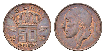 Бельгия 50 сантимов 1996 Belgie, Бодуэн I (1951-1993) KM 149 бронза 4705-319