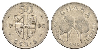 Гана 50 седи 1995 KM 31a сталь плакированная никелем 4642-142