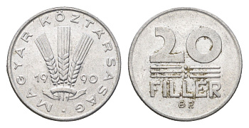 Венгрия 20 филлеров 1990 BP KM 676 алюминий UNC 4668-221