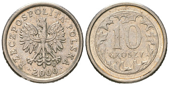 Польша 10 грошей 2000 MW Y 279 медно-никель aUNC 4618-261