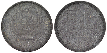 Германия, Веттер 50 пфеннигов 1917 Северный Рейн-Вестфалия, нотгельд Funck 600.2 цинк 4121-253