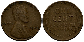 США 1 цент 1940 Линкольн KM 132 бронза 4164-818
