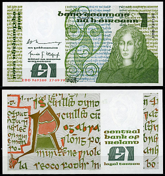 Ирландия 1 фунт 1980 богиня (королева) Медб Pick 70 b  бумага  UNC (пресс) 450-40-1