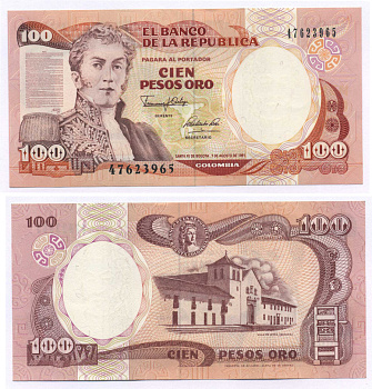 Колумбия 100 песо 1991 Антонио Нариньо, Вилья-де-Лейва Pick 426е бумага UNC (пресс) 000-00-00