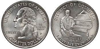 США 25 центов = квотер 2009 P, серия штаты США, округ Колумбия KM 445 медь плакированная медно-никелем 4519-345