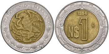 Мексика 1 песо 1994 KM 550 биметалл 4603-1134