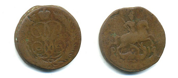 РОССИЯ 1 КОПЕЙКА 1760 медь 61-846