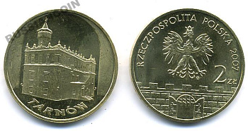 Польша 2 злотых 2007 MW, серия города Польши, Тарнув (Tarnow) KM 625 латунь UNC M3-19