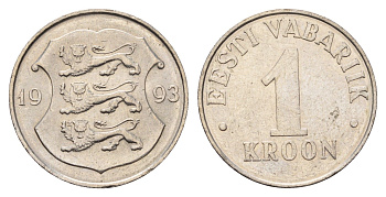 Эстония 1 крона 1993 KM 28 медно-никель 4688-615