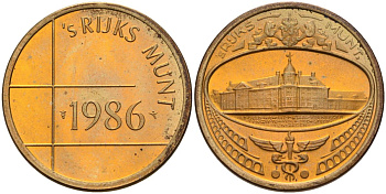 Нидерландские Антилы жетон годового набора 1982 королевского Нидерландского монетного двора бронза UNC 4116-226