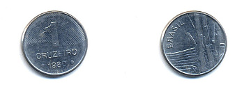 Бразилия 1 крузейро 1980 сахарный тростник KM 590 нержавеющая сталь aUNC 76-916