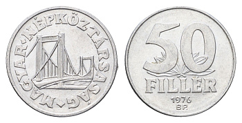 Венгрия 50 филлеров 1976 BP мост Елизаветы в Будапеште KM 574 алюминий UNC 4668-244