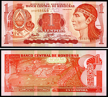 Гондурас 1 лемпир 2006 Pick 84 e бумага UNC (пресс) 402-52-3-2
