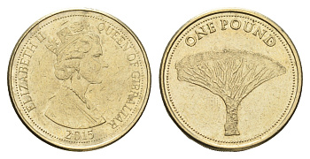 Гибралтар 1 фунт 2015 KM 1513 никель латунь 4666-347