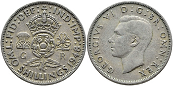 Великобритания 2 шиллинга (флорин) 1948 Георг VI (1936-1952) KM 865, Spink 4102 медно-никель 4389-913
