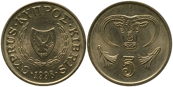 Кипр 5 центов 1998 KM 55.3 никель латунь 4158-561
