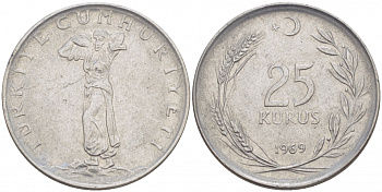 ТУРЦИЯ 25 КУРУШ 1969 KM 892.3 сталь 4529-1211