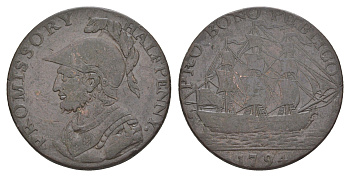 Великобритания, Хэмпшир, Портсея 1/2 пенни 1794 токен, гурт - PAYABLE AT I. IORDANS DRAPER GOSPORT X X X Dalton & Hamer 40 медь 1526-745