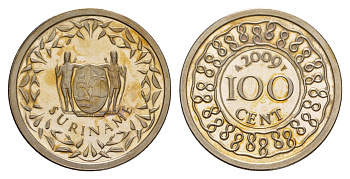 Суринам 100 центов 2009 KM 23 медно-никель BU 4626-327