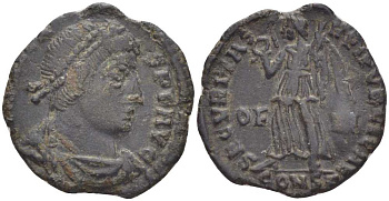 Римская Империя нуммий 364 - 367 Валент, SECVRITAS REIPVBLICAE, Арелат RIC 9b бронза 1073-17-77