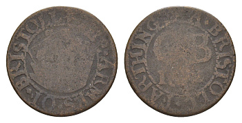 Англия, Бристоль 1 фартинг 1652 Withers 12 медь 4659-113