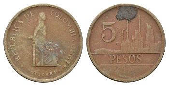 Колумбия 5 песо 1980 KM 268 бронза 4663-442