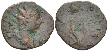 Римская Империя, императоры в Галлии антониниан 273 - 274 Тетрик II, C PIV ESV TETRICVS CA, бюст цезаря / SPES PVBLICA, Спея, персонификация Надежды, Августа Треверов RIC 272 биллон 1073-24-17