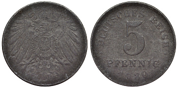 Германия 5 пфеннигов 1920 ? KM 19, J. 297, Weege 5 железо 4118-1245